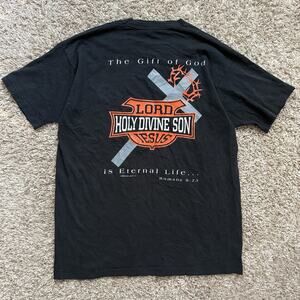Vintage 90’s 1995 Harley Spoof Religion Holy Divine Son Black T-Shirt Size XL